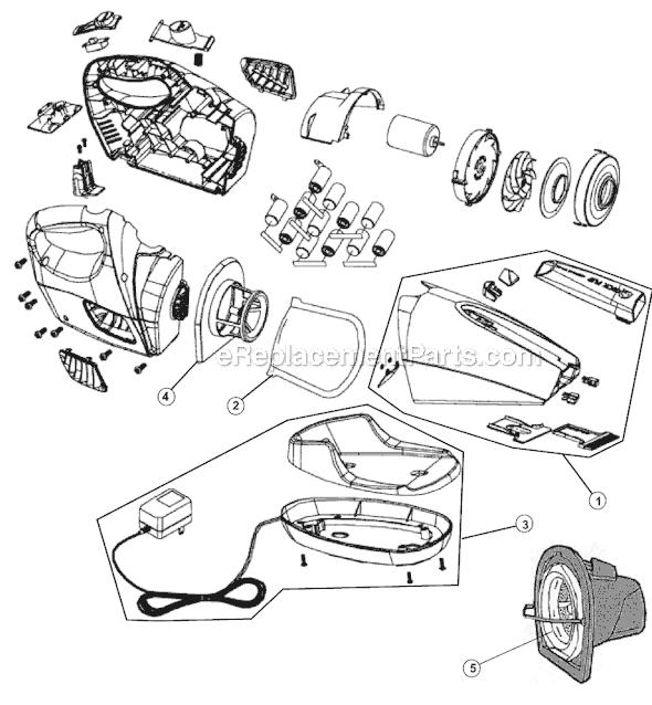 Page A Diagram and Parts List for M0946V  Dirt Devil Hand Vacuum